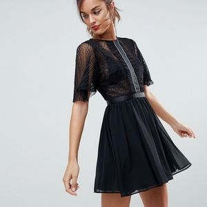 ASOS Black Lace Dress with Embellished Trim